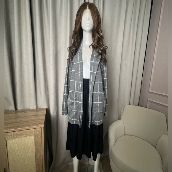 Lane Bryant Size 14/16 Grey Plaid Jacket Blazer - Picture 3 of 8